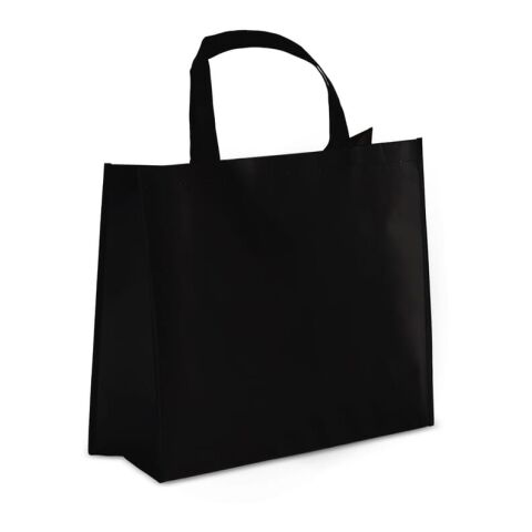 Werbeartikel R-PET Tragetasche aus laminiertem Non Woven 40 x 16 x 35cm 105g/m² – Schwarz – Einkaufstasche / Werbetasche mit Logo bedruckt