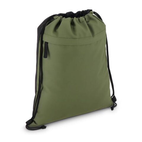 Werbeartikel PU-beschichtete R-PET 600D Kordeltasche 33 x 42 cm – Olivgrün – mit Logo bedruckt