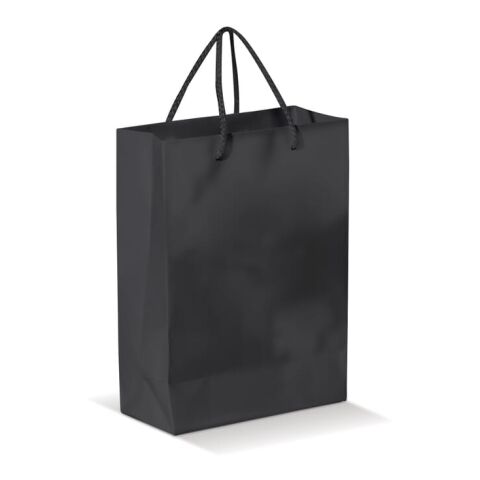 Werbeartikel Laminierte Papiertasche, groß – schwarz – mit Logo bedruckt