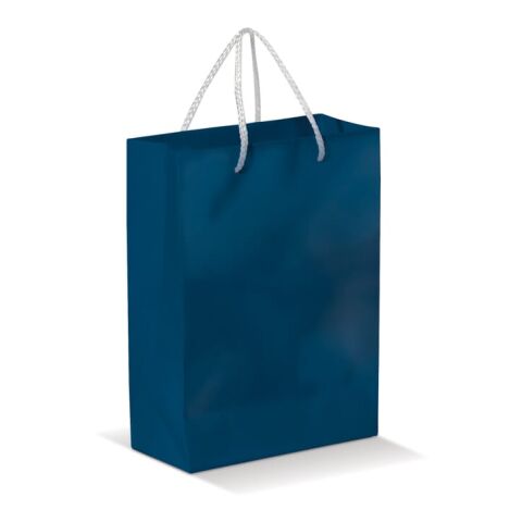 Werbeartikel Laminierte Papiertasche, groß – dunkelblau – mit Logo bedruckt