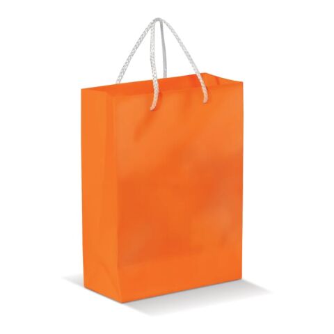 Werbeartikel Laminierte Papiertasche, groß – orange – mit Logo bedruckt