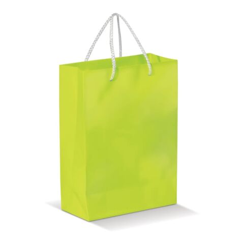 Werbeartikel Laminierte Papiertasche, groß – hellgrün – Papiertüte / Geschenktüte / Papiertragetasche mit Logo bedruckt