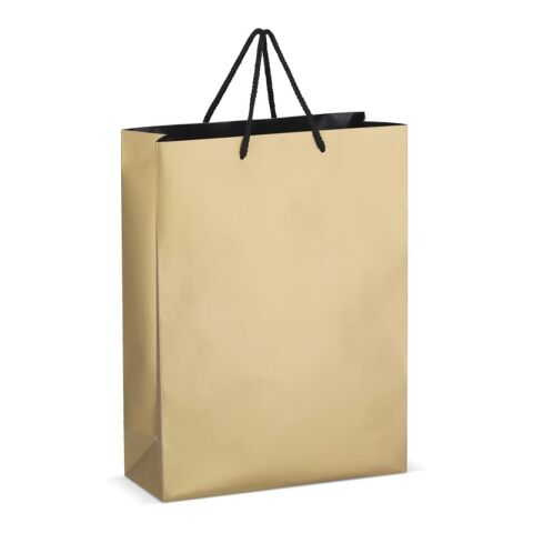 Werbeartikel FSC Papier Geschenktasche 30 x 12 x 40cm 200g/m² – gold – mit Logo bedruckt