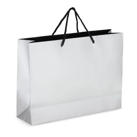 Werbeartikel FSC Papier Geschenktasche 40 x 12 x 30cm 200g/m² – silber – Papiertüte / Geschenktüte / Papiertragetasche mit Logo bedruckt