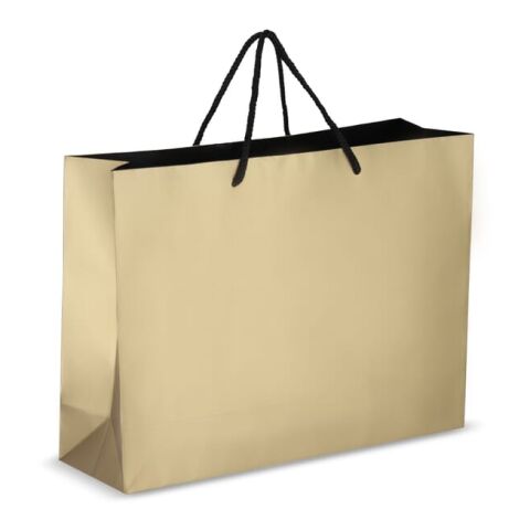 Werbeartikel FSC Papier Geschenktasche 40 x 12 x 30cm 200g/m² – gold – mit Logo bedruckt