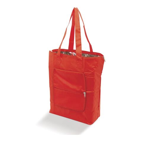 Giveaway Kühltasche Faltbar – rot weiß – mit Logo bedruckt als isolierte Cooler Bag für das Sommerfest & Firmen-Events