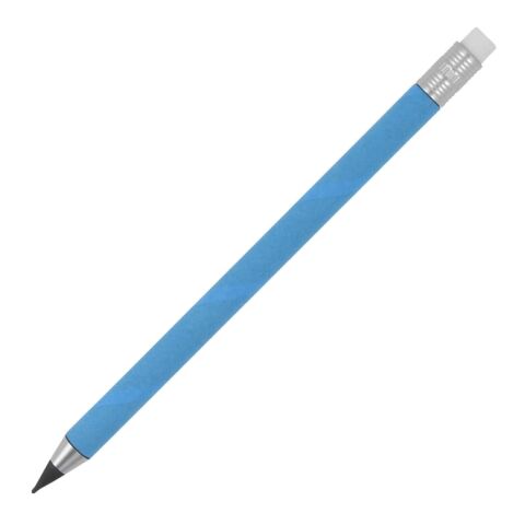 Werbeartikel Nachhaltiger Papierstift mit Radiergummi – Blau Weiss – mit Logo bedruckt