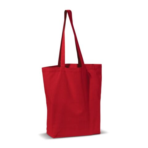 Werbeartikel Umhängetasche Leinwand 250g/m² 41x12x43cm – rot weiß – mit Logo bedruckt