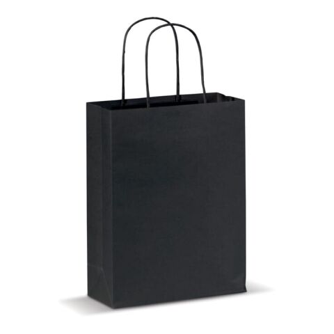 Werbeartikel Kleine Papiertasche im Eco Look 120g/m² – schwarz – mit Logo bedruckt