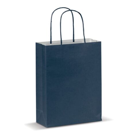 Werbeartikel Kleine Papiertasche im Eco Look 120g/m² – dunkelblau – mit Logo bedruckt