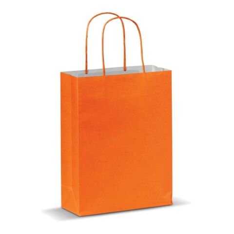 Werbeartikel Kleine Papiertasche im Eco Look 120g/m² – orange – mit Logo bedruckt