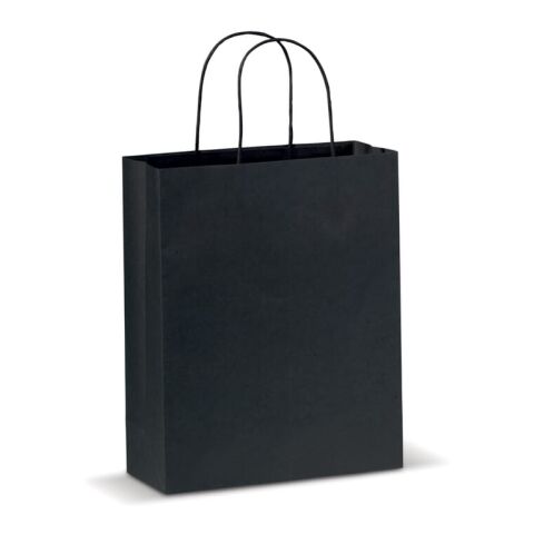 Werbeartikel Mittlere Papiertasche im Eco Look 120g/m² – schwarz – mit Logo bedruckt