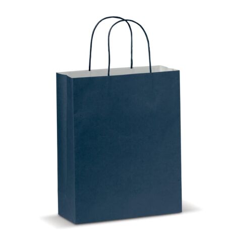 Werbeartikel Mittlere Papiertasche im Eco Look 120g/m² – dunkelblau – mit Logo bedruckt
