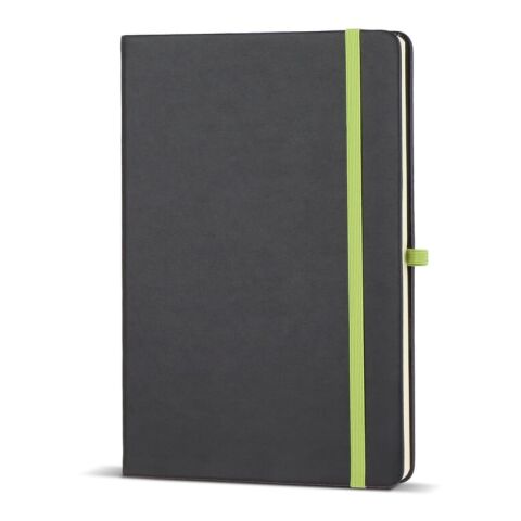 Kundengeschenk Notizbuch Iroko Hardcover DIN A5 – schwarz-hellgrün – mit Logo geprägt für den Büroalltag