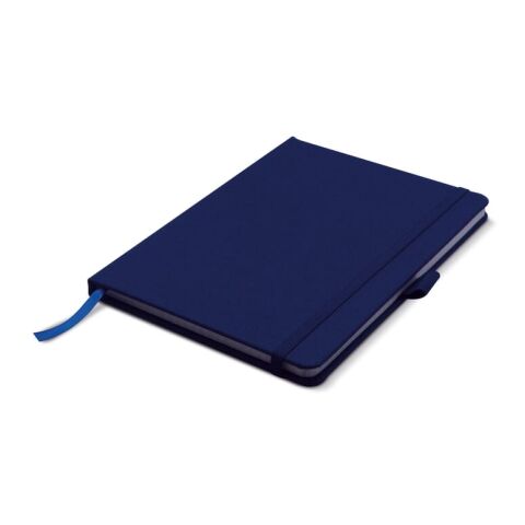 Werbeartikel Notizbuch DIN A5 aus R-PET-Material – dunkelblau – mit Logo bedruckt