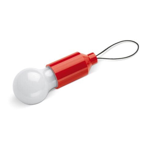 Werbeartikel Schlüsselanhänger Glühlampe – rot weiß – mit Logo bedruckt