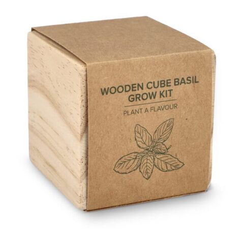 FSC-Holzpflanzgefäß-Set – Basilikum Natur | ohne Werbeanbringung | Nicht verfügbar | Nicht verfügbar