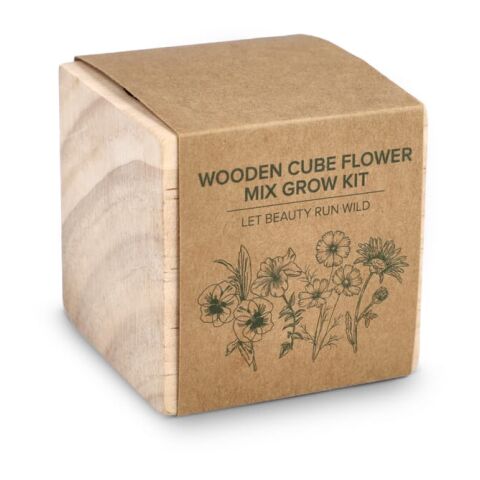 FSC-Holzpflanzgefäß-Set – Blumenmischung Natur | ohne Werbeanbringung | Nicht verfügbar | Nicht verfügbar