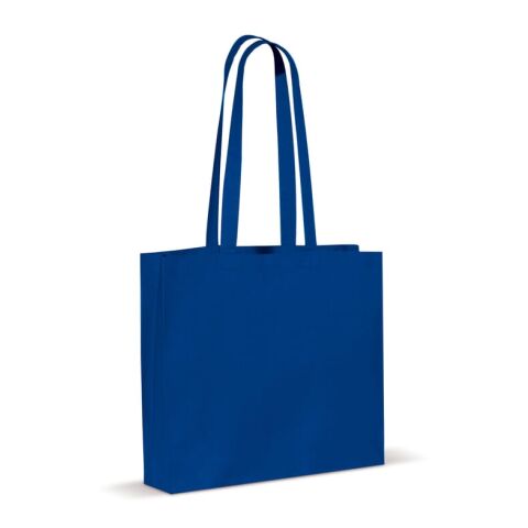 Werbeartikel Umhängetasche baumwolle OEKO-TEX® 140g/m² 40x10x35cm – Blau Weiss – Jutebeutel / Stoffbeutel / Baumwolltasche / Stofftasche mit Logo