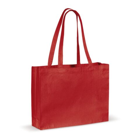 Kundengeschenk Baumwolltasche Leinwand – rot weiß – mit individuellem Logodruck 45x10x33cm 270g/m² nachhaltiger Jutebeutel für Kongresse