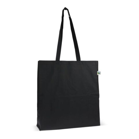 Werbeartikel Tasche Fairtrade 140g 38x10x42 – Schwarz – Jutebeutel / Stoffbeutel / Baumwolltasche / Stofftasche mit Logo bedruckt