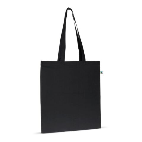 Werbeartikel Tasche Fairtrade lang 140g 38x42 – Schwarz – Jutebeutel / Stoffbeutel / Baumwolltasche / Stofftasche mit Logo bedruckt