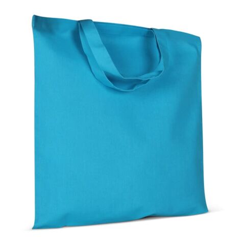 Werbeartikel Einkaufstasche OEKO-TEX® 140g/m² 38x42 cm kurze Henkel – hellblau – mit Logo bedruckt