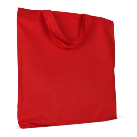 Werbeartikel Einkaufstasche OEKO-TEX® 140g/m² 38x42 cm kurze Henkel – Rot Weiß – Einkaufstasche / Werbetasche mit Logo bedruckt