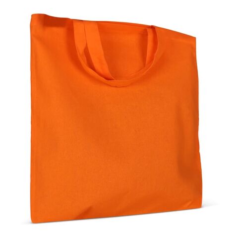 Werbeartikel Einkaufstasche OEKO-TEX® 140g/m² 38x42 cm kurze Henkel – orange – mit Logo bedruckt