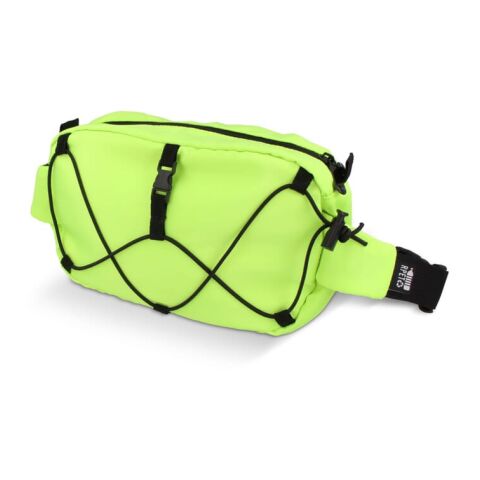 Werbeartikel Umhängetasche aus R-PET mit Kordelzug – hellgrün – mit Logo bedruckt