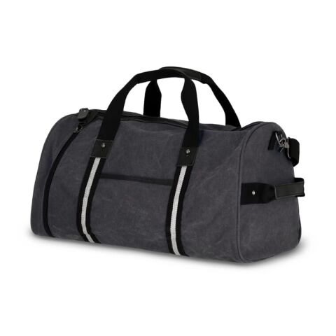 Werbeartikel Seesack aus recyceltem Baumwoll-Canvas Harper – dunkelgrau – mit Logo bedruckt