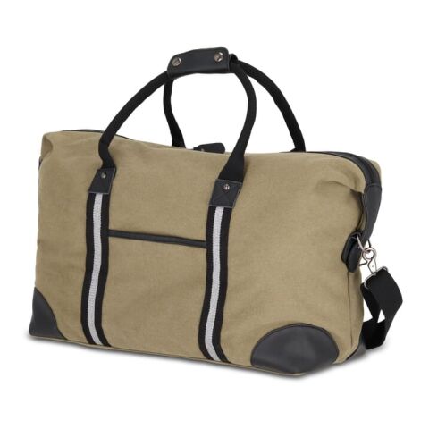 Werbeartikel Weekender-Tasche aus recyceltem Baumwoll-Canvas Harper – olivgrün – mit Logo bedruckt