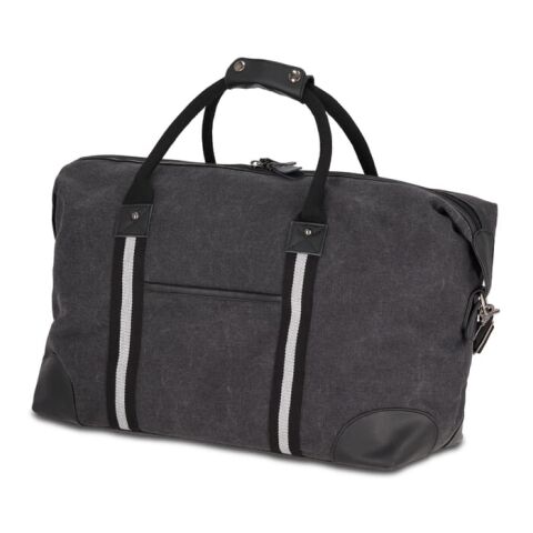 Werbeartikel Weekender-Tasche aus recyceltem Baumwoll-Canvas Harper – dunkelgrau – mit Logo bedruckt