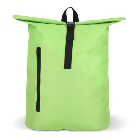 Werbeartikel R-PET 600D Rolltop-Rucksack 20 L – hellgrün – mit Logo bedruckt