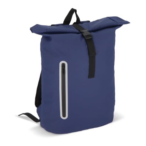 Werbeartikel PU-beschichteter R-PET 600D Rolltop-Rucksack 20 L – Dunkelblau – mit Logo bedruckt