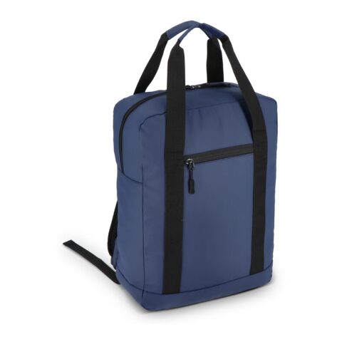 Werbeartikel PU-beschichteter R-PET 600D Rucksack 27,5 x 12 x 37,5 cm 12 l – Dunkelblau – Sporttasche / Reisetasche mit Logo bedruckt