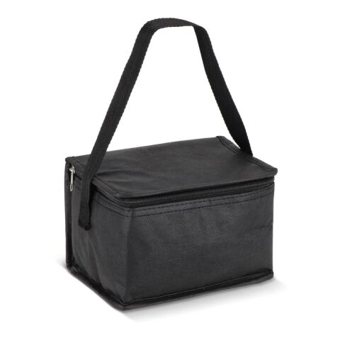 Werbeartikel R-PET 6 Dosen-Kühltasche Non Woven 20x 13 x 12,5cm 75g/m² – schwarz – mit Logo bedruckt