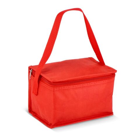 Werbeartikel R-PET 6 Dosen-Kühltasche Non Woven 20x 13 x 12,5cm 75g/m² – rot weiß – mit Logo bedruckt