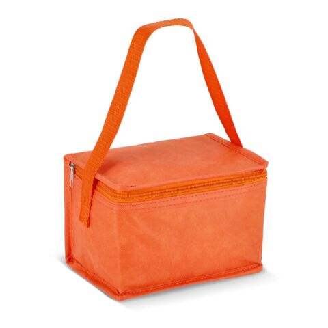 Werbeartikel R-PET 6 Dosen-Kühltasche Non Woven 20x 13 x 12,5cm 75g/m² – orange – mit Logo bedruckt