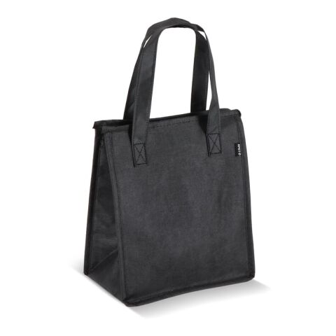 Werbeartikel R-PET Kühltasche Non Woven 23x 15 x 27,5cm 75g/m² – schwarz – mit Logo bedruckt