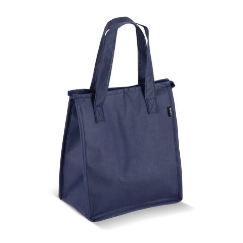 Werbeartikel R-PET Kühltasche Non Woven 23x 15 x 27,5cm 75g/m² – dunkelblau – mit Logo bedruckt