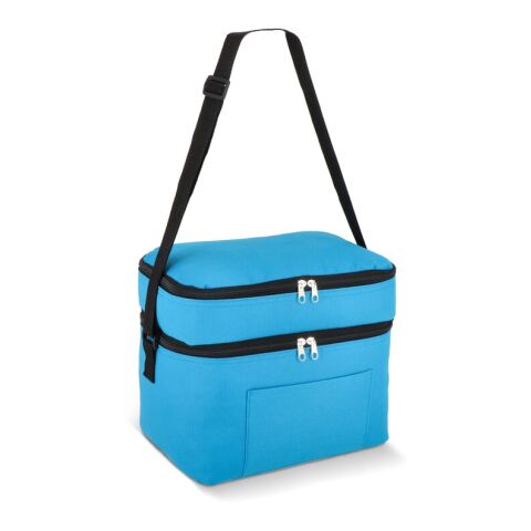 Werbeartikel R-PET 600D Doppelfach-Kühltasche 30 x 20 x 25cm 12 L – hellblau – mit Logo bedruckt