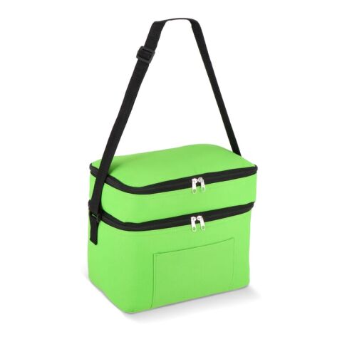 Werbeartikel R-PET 600D Doppelfach-Kühltasche 30 x 20 x 25cm 12L – Hellgrün – mit Logo bedruckt