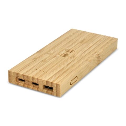 Bamboo Powerbank Wireless Charging 8000mAh Natur | ohne Werbeanbringung | Nicht verfügbar | Nicht verfügbar