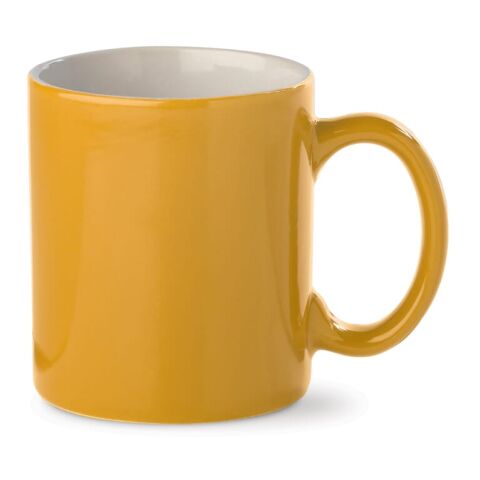 Werbeartikel Kaffeetasse Oslo 300 ml Keramikbecher mit großer Druckfläche für Rundum- oder beidseitigen Druck – Gelb – mit Logo bedruckt