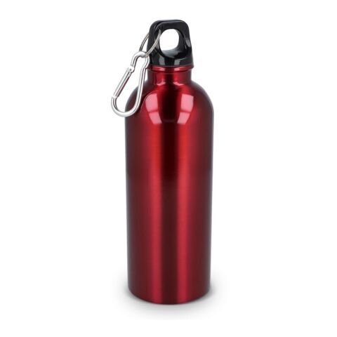 Werbeartikel R-Edelstahl einwandige Flasche mit Karabiner 500 ml – rot weiß – mit Logo bedruckt