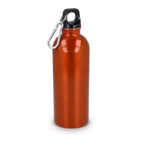 Werbeartikel R-Edelstahl einwandige Flasche mit Karabiner 500 ml – orange – mit Logo bedruckt