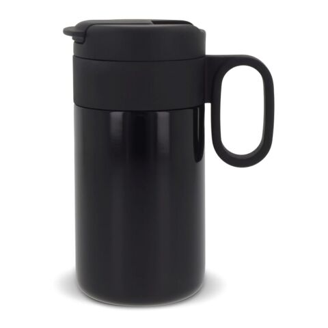 Werbeartikel Flow 250 ml Isolierbecher Toppoint Design 100% auslaufsicher vakuumisoliert hält 12h heiß / 24h kalt mit Griff – Schwarz – mit Logo