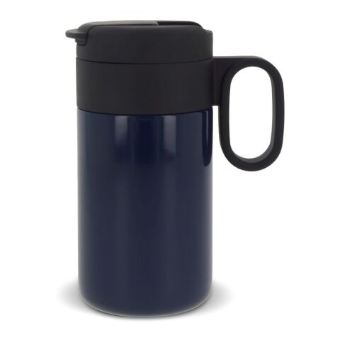 Werbeartikel Flow 250 ml Isolierbecher Toppoint Design 100% auslaufsicher vakuumisoliert hält 12h heiß / 24h kalt mit Griff – dunkelblau – mit Logo