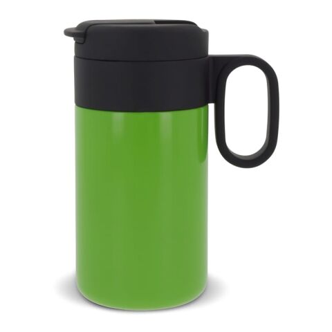 Werbeartikel Flow 250 ml Isolierbecher Toppoint Design 100% auslaufsicher vakuumisoliert hält 12h heiß / 24h kalt mit Griff – hellgrün – mit Logo